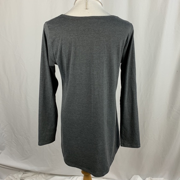 LLR Solid Gray Long Sleeve Scoop Neck Tunic - Picture 3 of 5